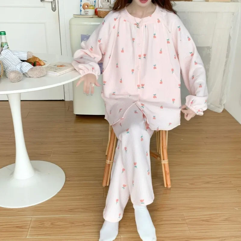 Women New Air Cotton Nursing Loungewear Pure Cotton Postpartum Lactation Winter Women's Pajamas Autumn Pregnancy Sleepwear Wear