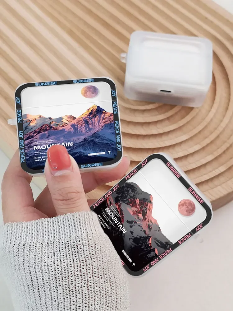 Étui Airpods 4ème 3ème Pro3, motif de paysage de montagne de neige, housse pour Airpod 2 3 1, accessoire de protection, coque Fundas