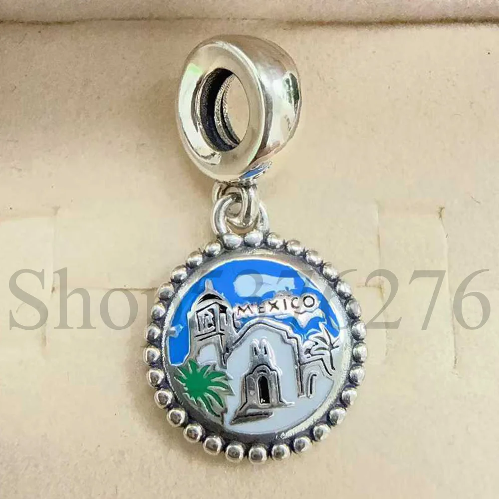 925 Sterling Silver Bead Mexico Italy New York Texas Palestine Dangle Charm For Fashion Women Bracelet Bangle Gift DIY Jewelry
