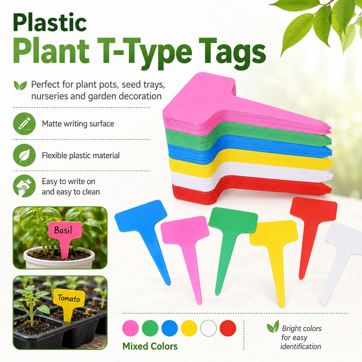 25-200Pcs 6x10cm T-Type Reusable Plastic Plant Tags, Waterproof Garden Markers for Potted Plants, Seedlings, Flower Pot Labels