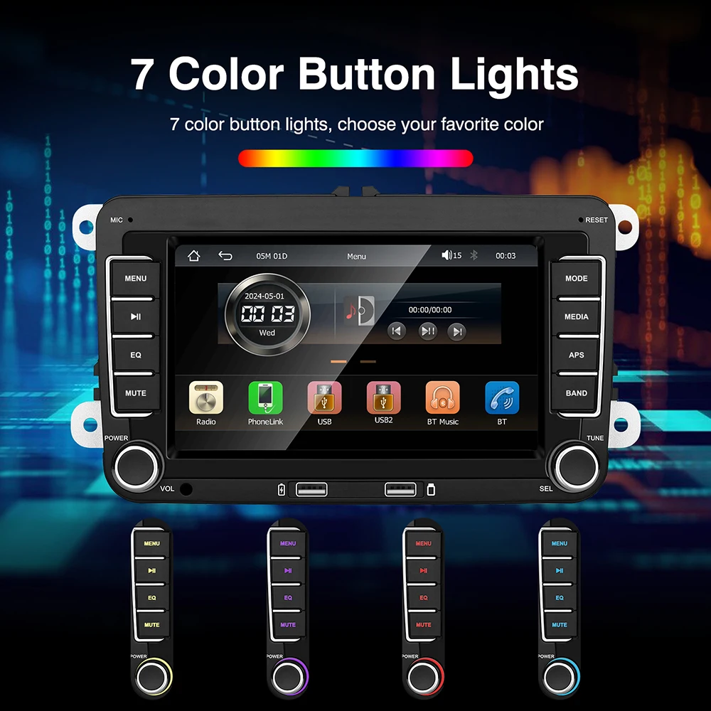 7 بوصة 2 Din HD سيارة الوسائط المتعددة فيديو MP5 لاعب راديو السيارة CarPlay أندرويد السيارات ستيريو الصوت لشركة فولكس فاجن/مقعد/سكودا/باسات/جولف/بولو #4