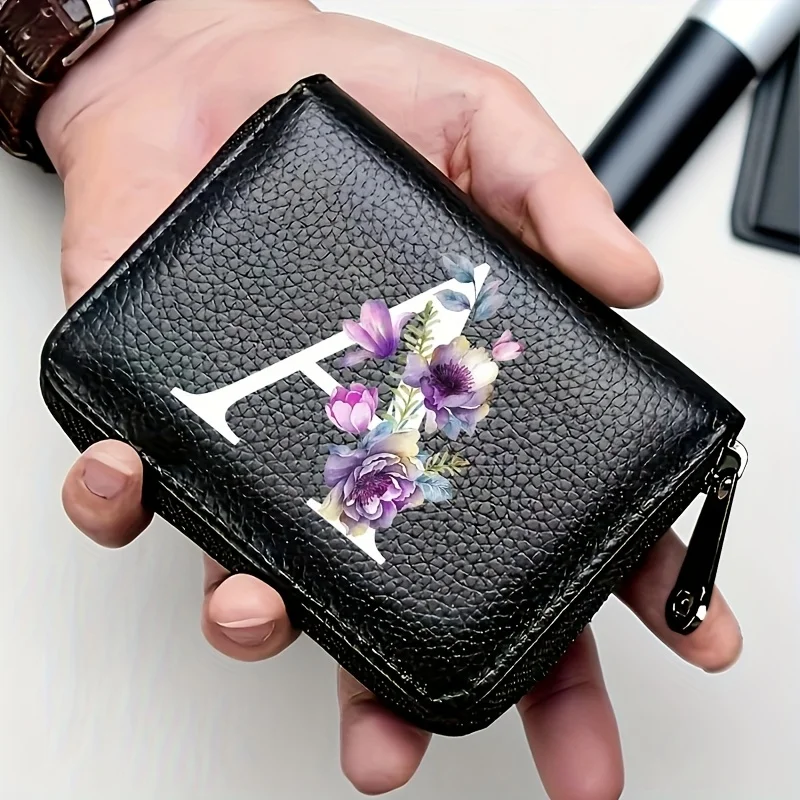 Neue 9+2 Weiße Blumen 26 Buchstaben Bunte 11-Fach Kreditkarten-Geldbörse - Mehrfach-Kartenhalter für Mann und Frau – Detail 9