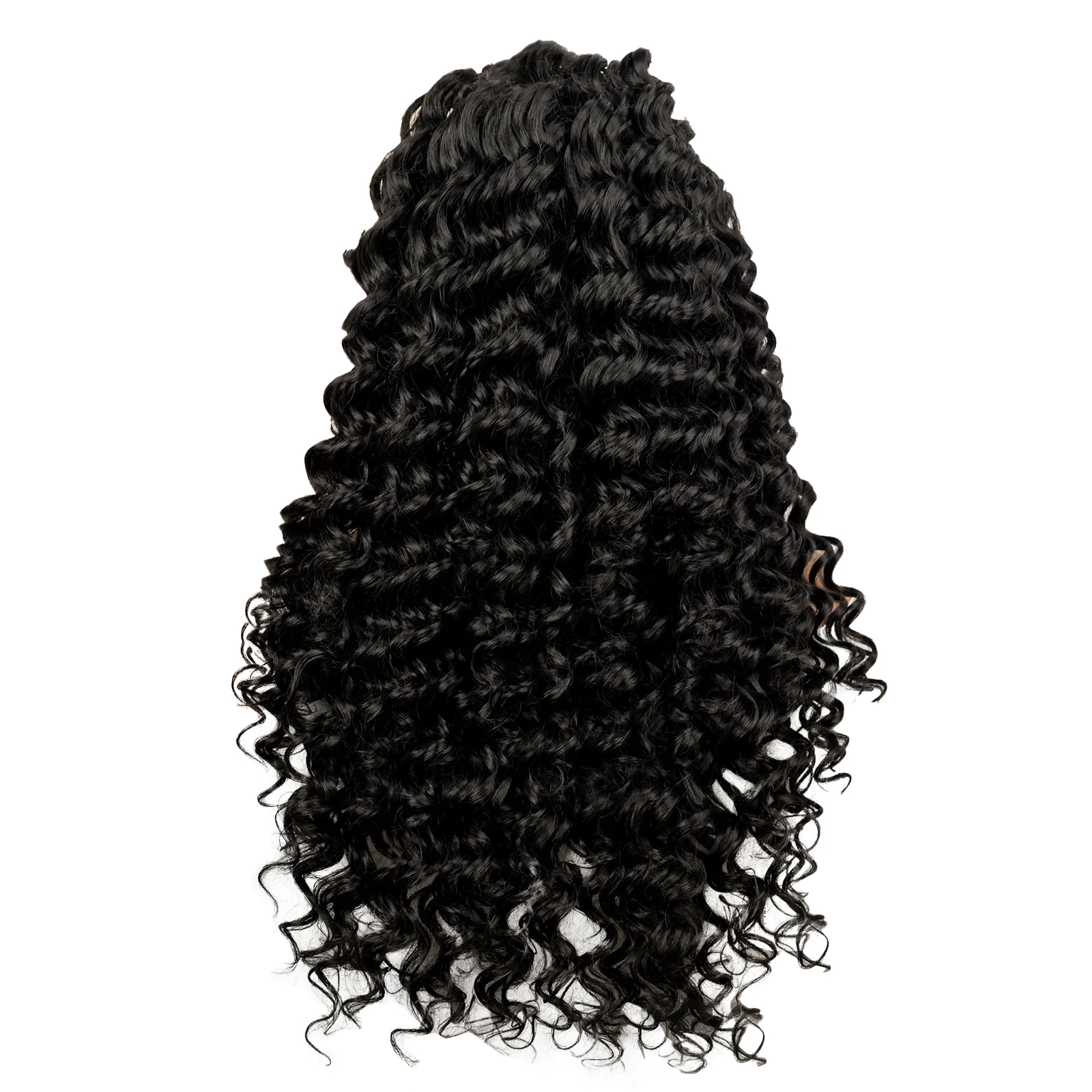 26-inch zwart gevlochten krullend haar 13x4 voorkant handgehaakt synthetisch haar, geschikt voor dames dagelijks feest Halloween vlecht pruik