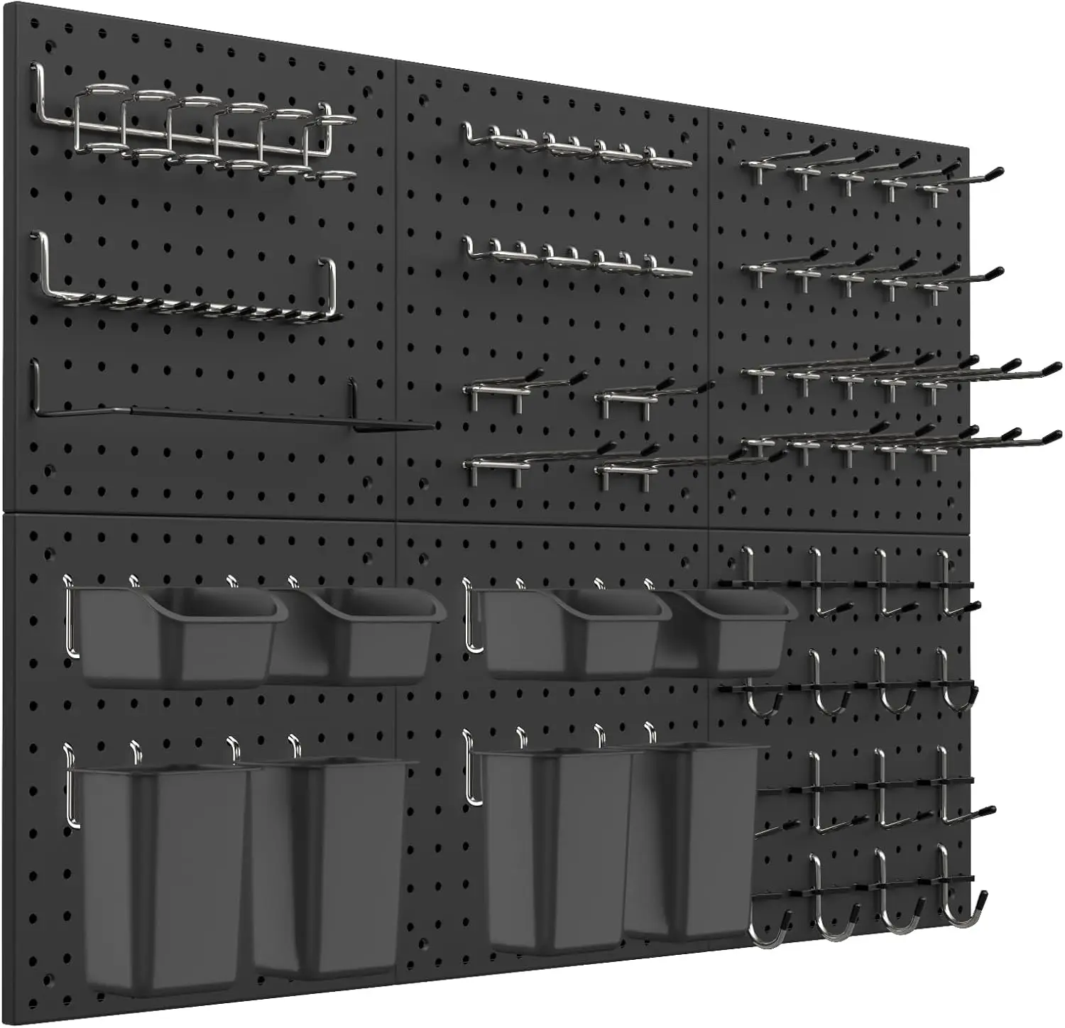 Peg Board Kit with Hooks and Bins, Wall Organizer for Office, Crafts Display (129, Black)