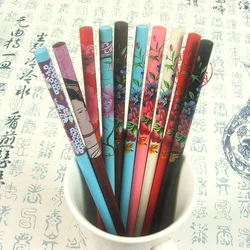 Hot 2Pcs/Set Vintage Hair Pick Sticks Painting Japanese Wood Hairpins Hair Pins for Women Natural Chinese Wooden Chopsticks