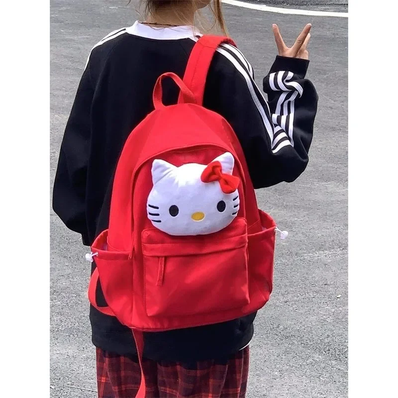 MBTI Rote Hello Kitty Rucksäcke für Frauen, niedlich, große Kapazität, japanische Mode, Original-Rucksack, College-Stil, Kawaii-Frauentasche