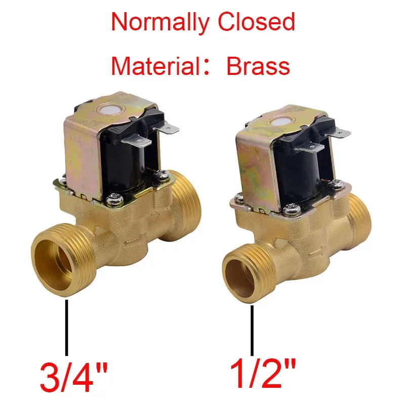 

1/2" 3/4" Male Thread Electric Solenoid Valve Normally Closed DC 12V 24V AC 220V Water Control Valve Controller Switch Brass