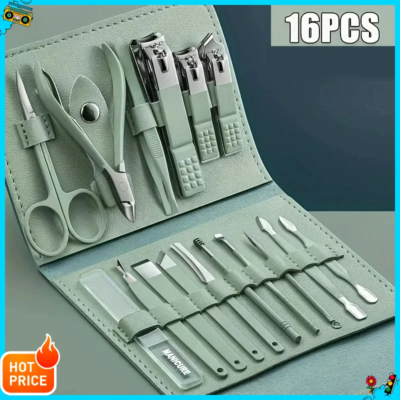 

Профессиональный набор для маникюра и педикюра из 16 предметов — острые кусачки для ногтей и кусачки, универсальный набор инструментов для маникюра и педикюра