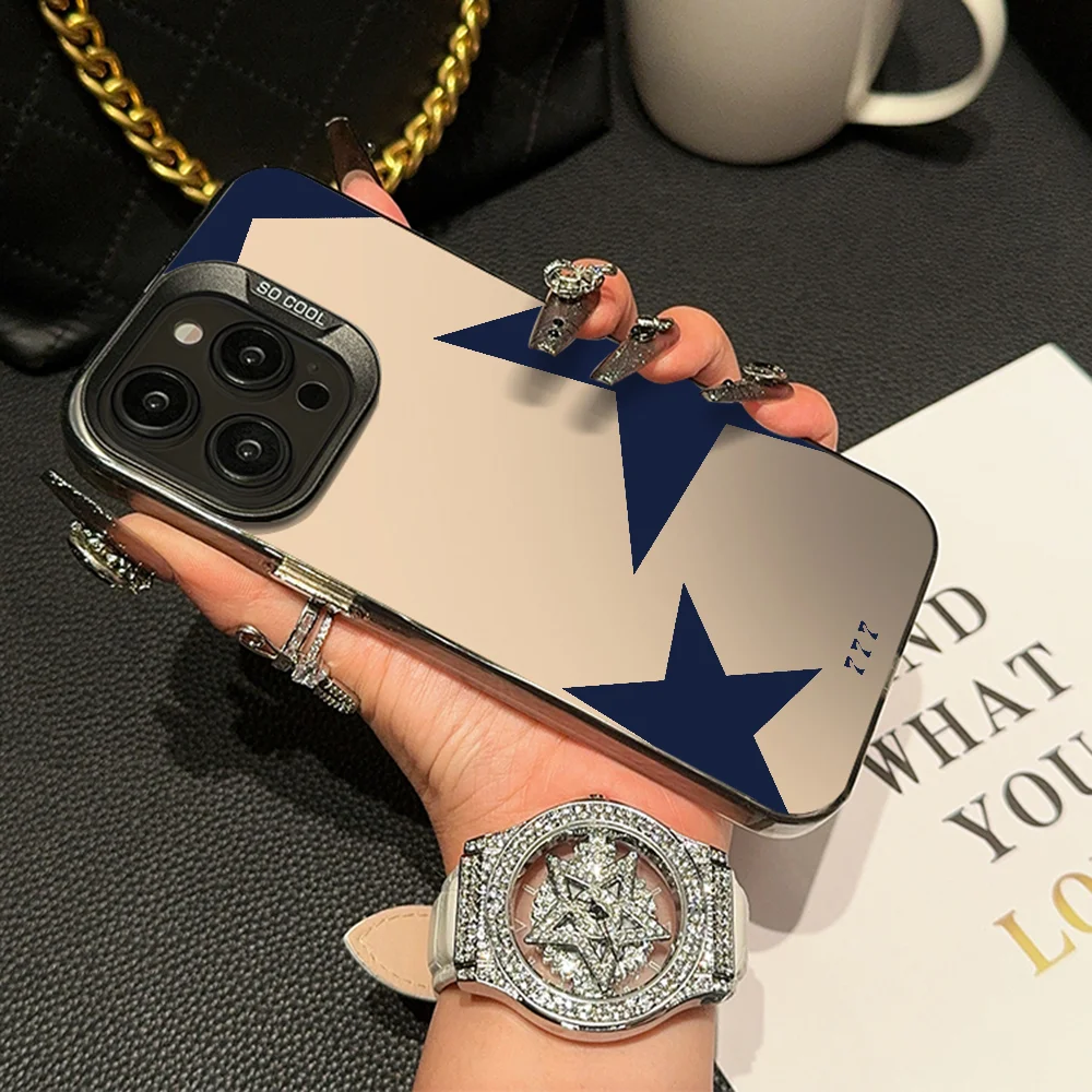 Seven Star Lucky Angel Numbers Christian Women Gift Phone Case IMD Color Silver Shell For IPhone 16 15 14 13 12 11 Pro Max Plus