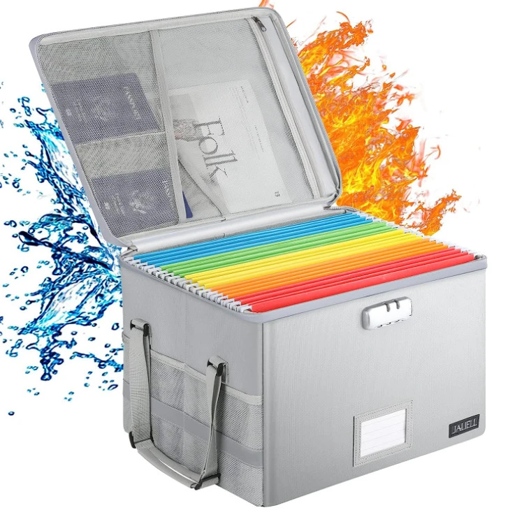 Large Capacity Fireproof and Waterproof File Box Safe for Home and Office Storage