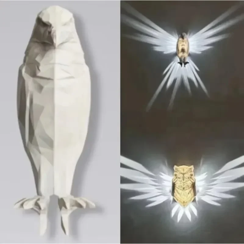 Creative Xmas Wall Lamp Owl Eagle Shape Projector Modern Atmosphere Sconce Light 3D Print Body Animal Lighting Lustre Halloween