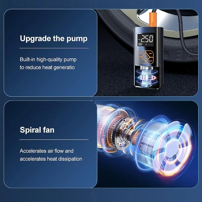 2025 جديد منفاخ إطارات ضاغط الهواء سيارة متعددة الأغراض مضخة إطار كهربائية السيارات محول الطاقة مع شاشة ديجيتال الضغط