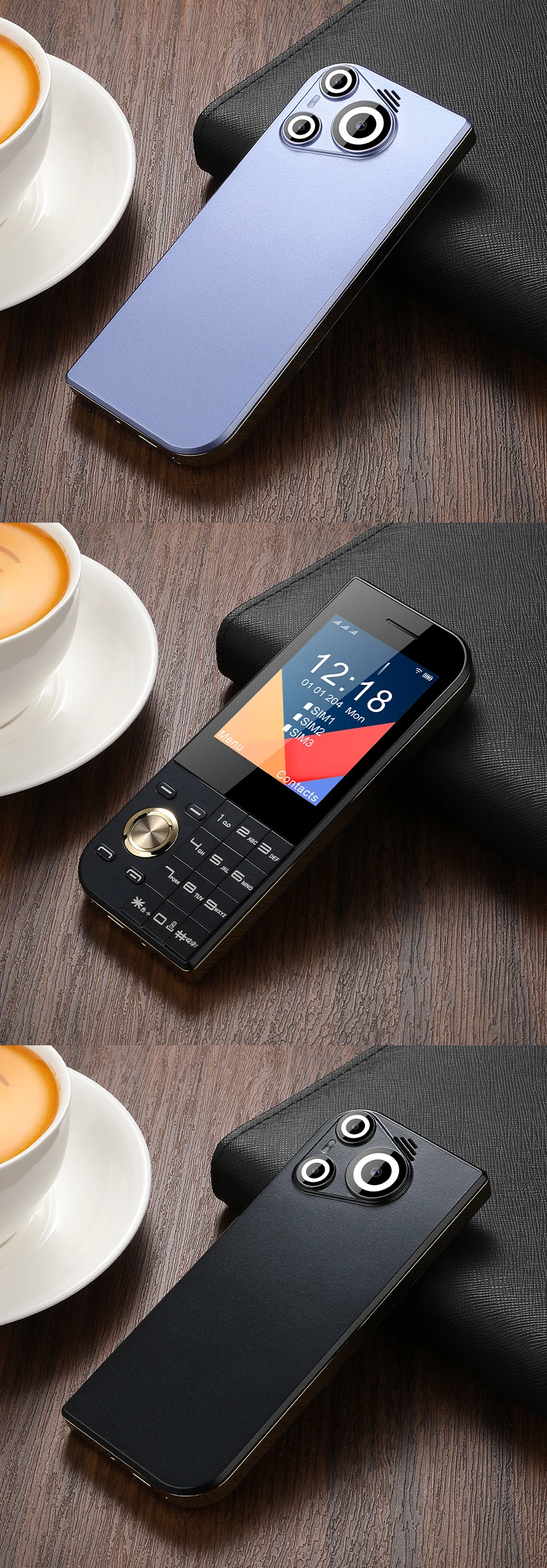 Ultra Slim Mini Size Cute Pocket Mobile Phone Big Screen Triple SIM SOS Call Speed Dial Large Button New Disign Elderly Phone