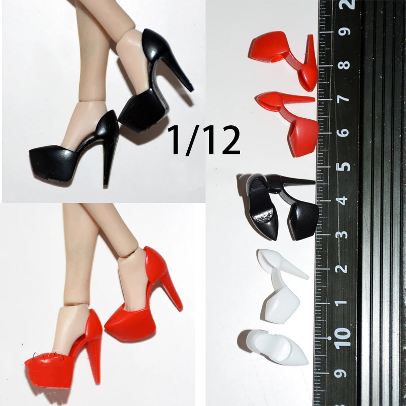 1/12 Female Soldier High Heel Shoes Sandals Fashion Pointed Toe Shoes Classic Pumps Party Prom Shoes For 6