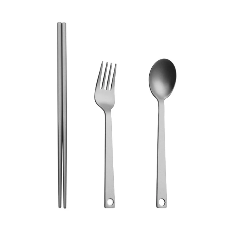 

652D Metal Camping Cutlery Set Portable Travel Utensils Fork Spoon Chopsticks