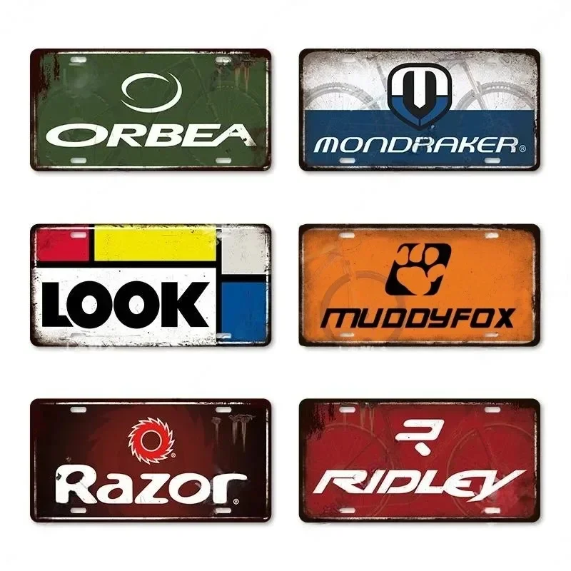 Klassisches Metallschild, Dekor, Fahrradmarke, Blechschild, Kunsthandwerk, Wanddekoration, Teller für Bar, Garage, Fahrrad, rostige Plakette, 15 x 30 cm, Blechschild