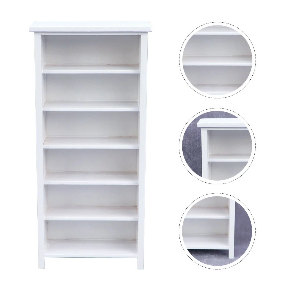 Vertical Bookcase Model Miniature House Props Bookshelf Decorate Room Wooden Furnishing Decoration