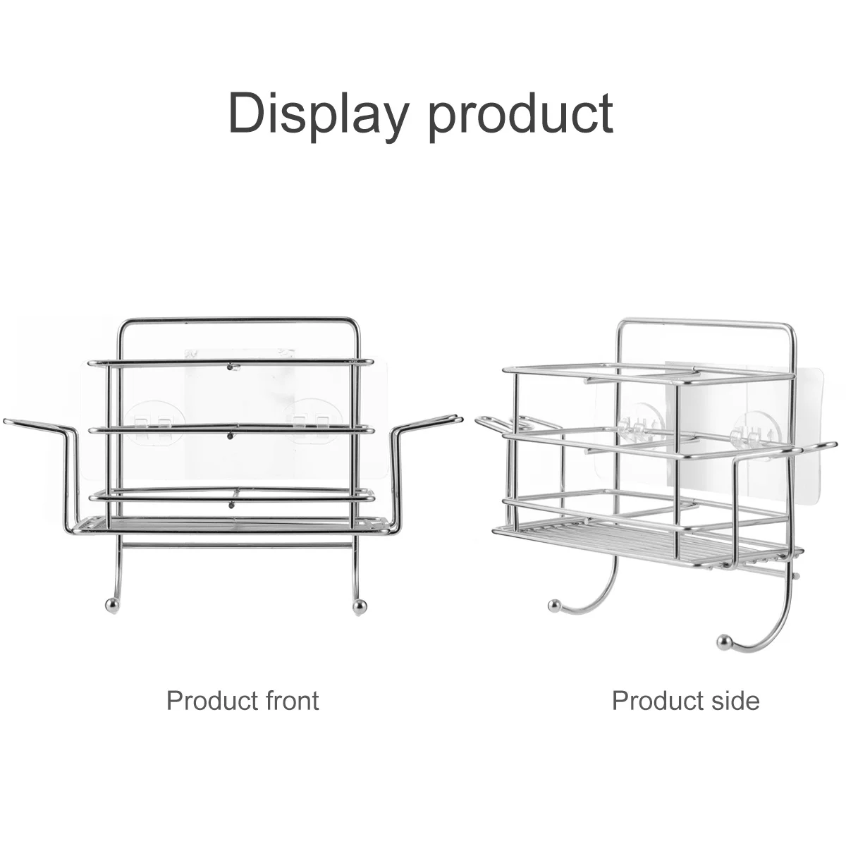 

Shower Organizer Stainless Steel Rack Bathroom Wallmounted Puchfree Metal Shelves 2 Cups Bathroom Hanging Rack