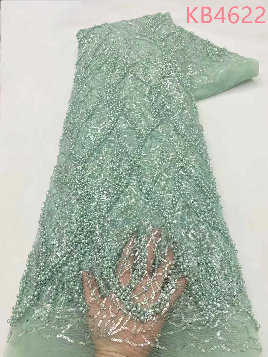 

Африканская ткань, кружево, высокое качество, 5 ярдов, 2024, французский тюль, кружевная ткань с бисером, синяя последовательность, ткань для вышивки для шитья KB4622