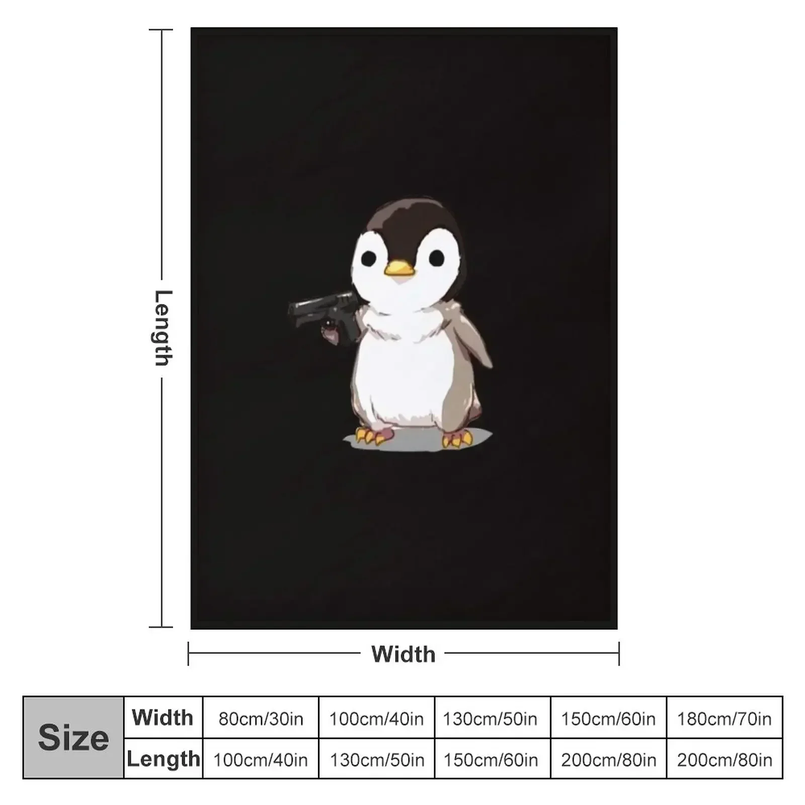 Cute Penguin with a Gun Throw Blanket Designers Multi-Purpose halloween Luxury Designer Blankets