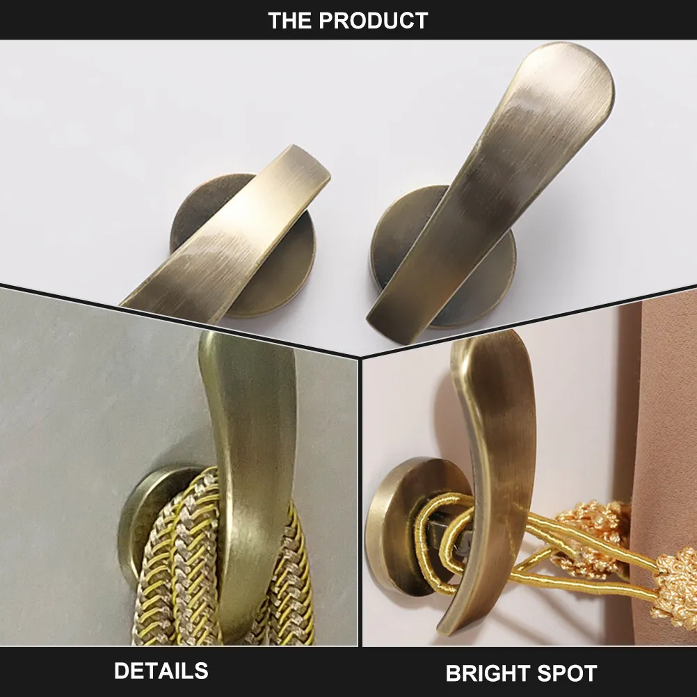2Pcs Window Curtain Hooks Zinc Alloy Holdback Wall Mounted Drapery Tiebacks Home Office Hotel Wall Hangers