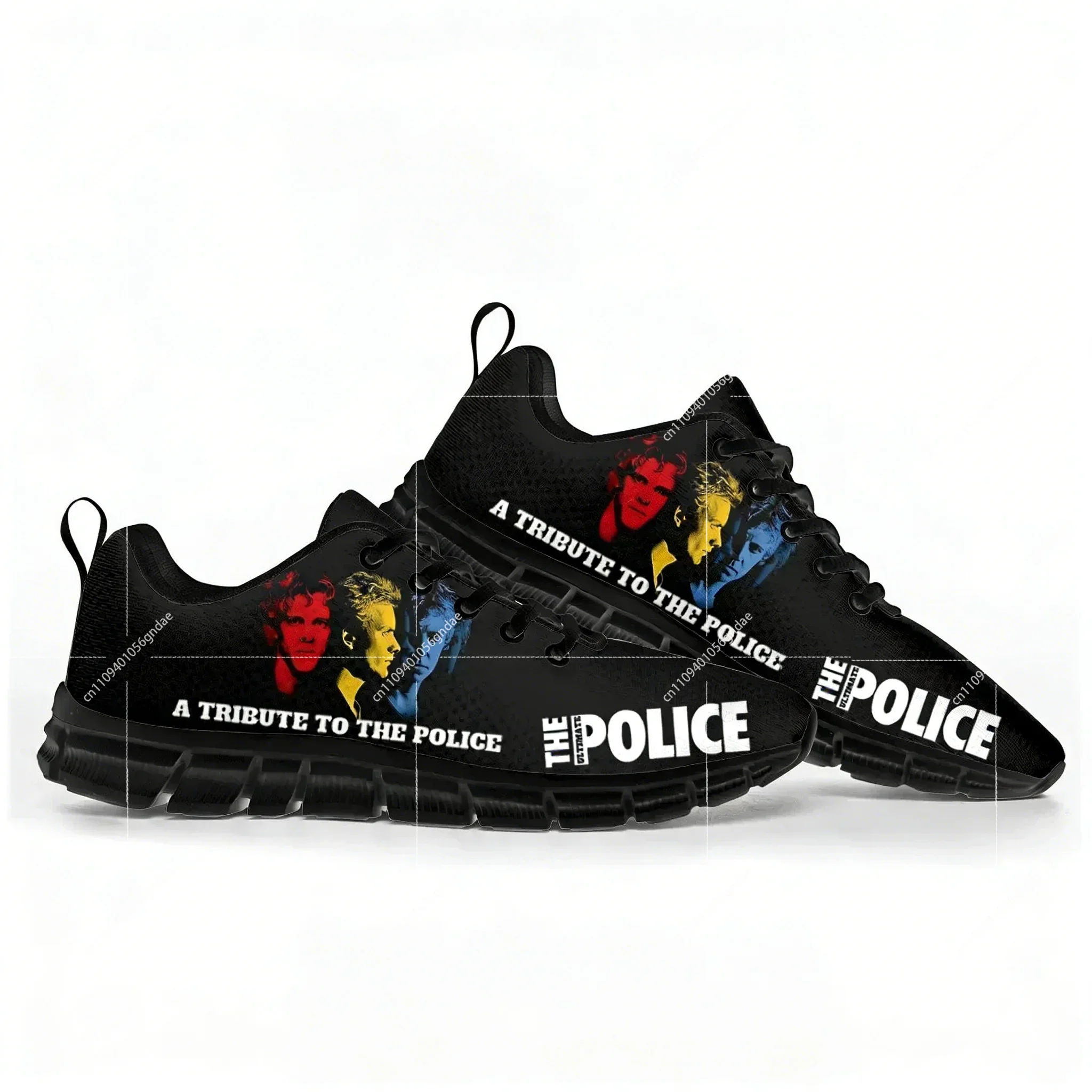 

The Police Band Pop Hot Adult Custom Lace - Up Not Above Ankle Casual Couple Sneakers Black Mens Womens