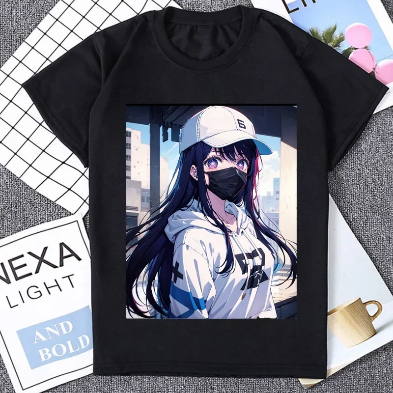 Anime T-shirt Women Oshi No Ko Ai Fashion 2024 Summer Cartoon Short Sleeve Tee Shirt Harajuku Cute Streetwear Y2k Clothes Tops