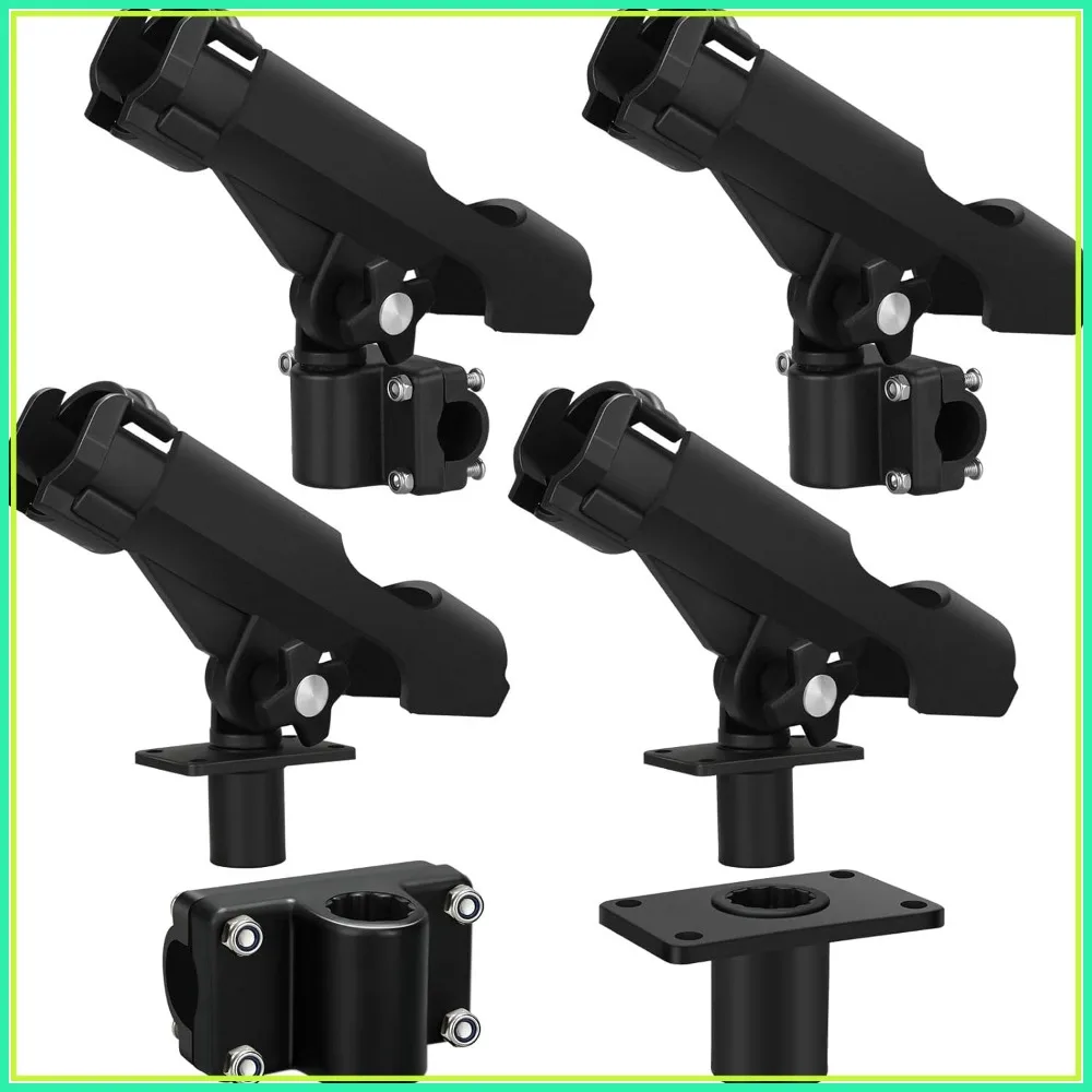 

Adjustable Fishing Rod Holder for Boats with Side Mount and Swivel, Black Accessory