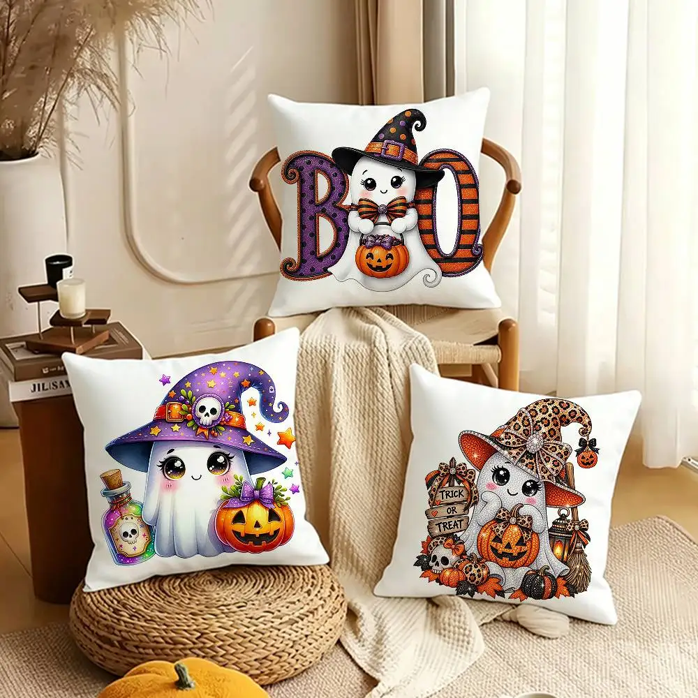 S-Sparkling Ghost pattern Various Sizes Square Pillow Case For Car Home Bedchamber Decor