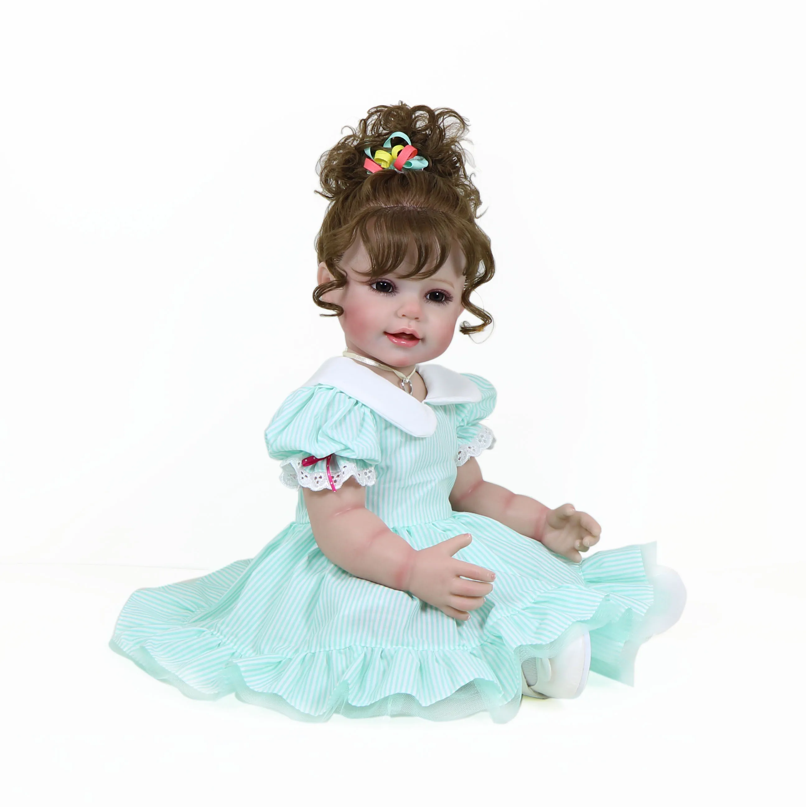 Ying Huan Mei Toddler Girl -22 inch Soft Full Vinyl and  3D Painted Skin Visible Veins with Rooted Hair Christmas Gift