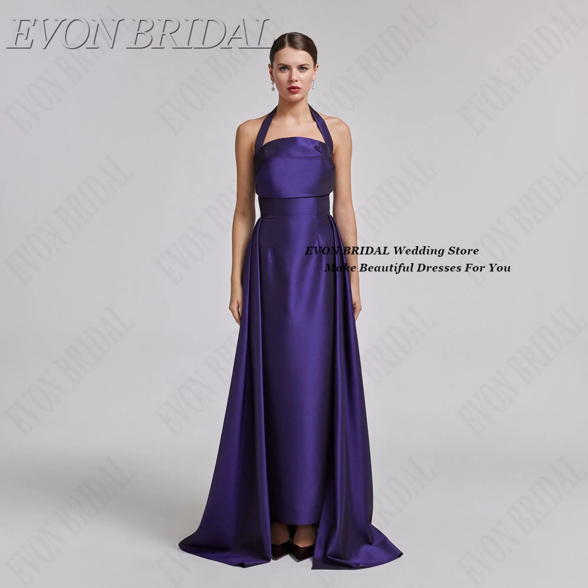 

EVON BRIDAL Purple Wedding Evening Gown Halter Sleeveless Woman Ceremony Dress Elegant Party Dresses 2025 for wedding Customize