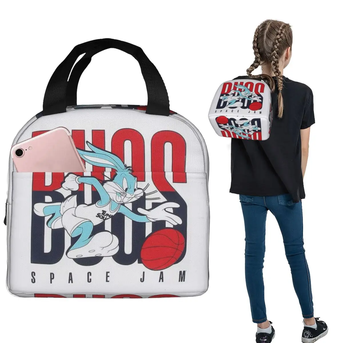 

Space Jam Sports Lunch Bags Insulated Bento Box Waterproof Lunch Tote Leakproof Cooler Thermal Bag for Woman Children Travel