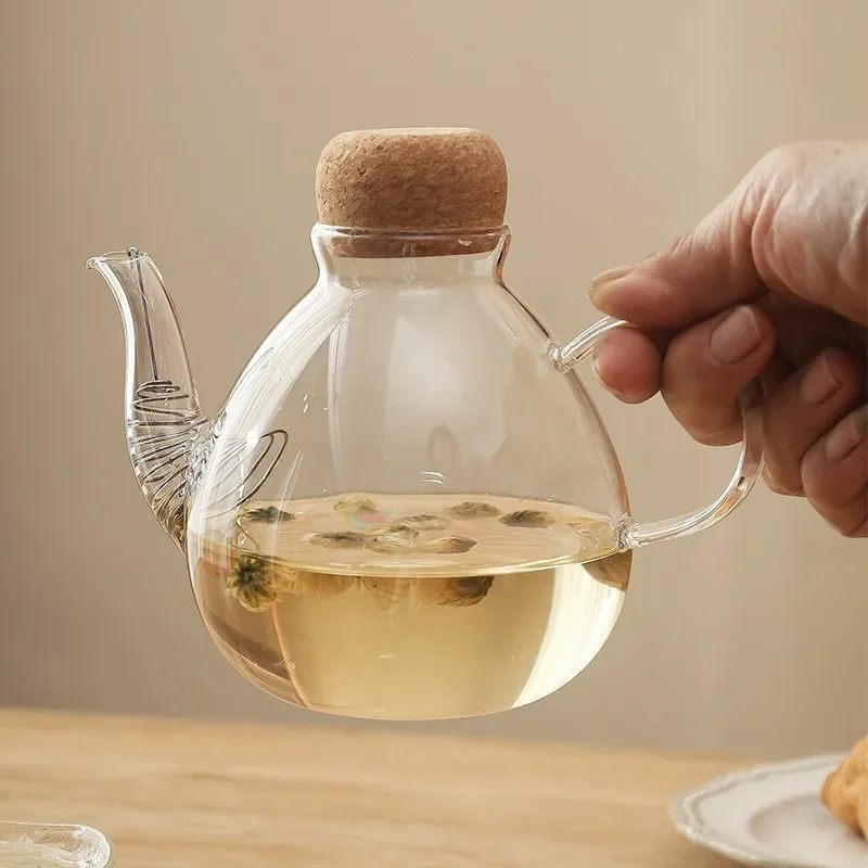 Glass flower teapot electric ceramic stove teapot multifunctional household health pot cork teapot