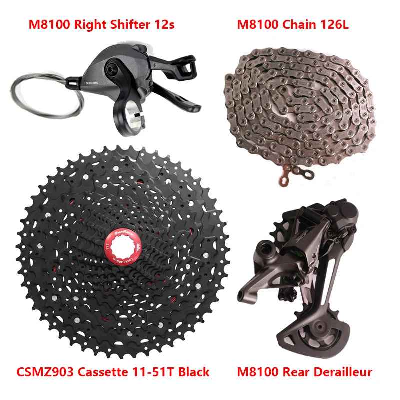 Shimano XT M8100 4PCS 12s Groupset Shifter+Rear Derailleur+Chain Sunrace CSMZ901 CSMZ903 Sunhine Cassette 46T 51T