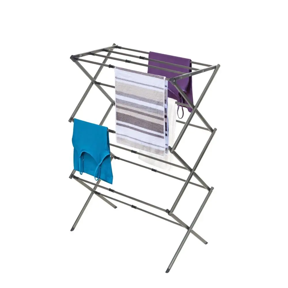 

3 Tier Expandable Collapsing Foldable Laundry Rack for Air Drying Clothing, Space Saving Heavy Duty Lightweight Metal Drying Rac