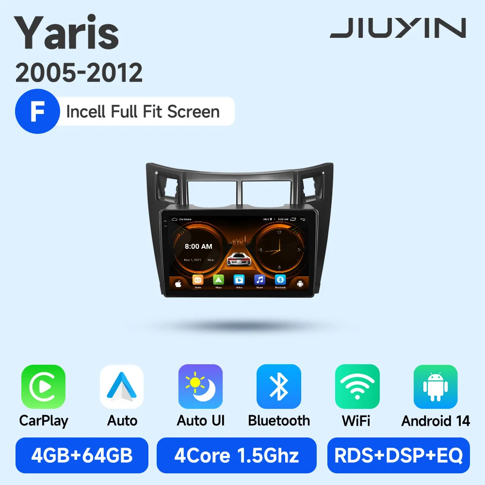 JIUYIN Android 15 Autoradio Multimedia Speler Voor Toyota Yaris 2005-2012 4G GPS WIFI 2 din navigatie Stereo Head Unit Carplay