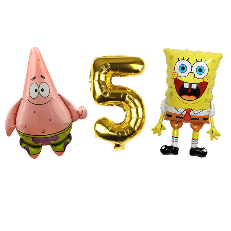 SpongeBob Schwammkopf Charakter-Luftballons Niedliche Cartoon-Partyballons für Jungen Mädchen Geburtstagsfeier-Dekorationen – Detail 5