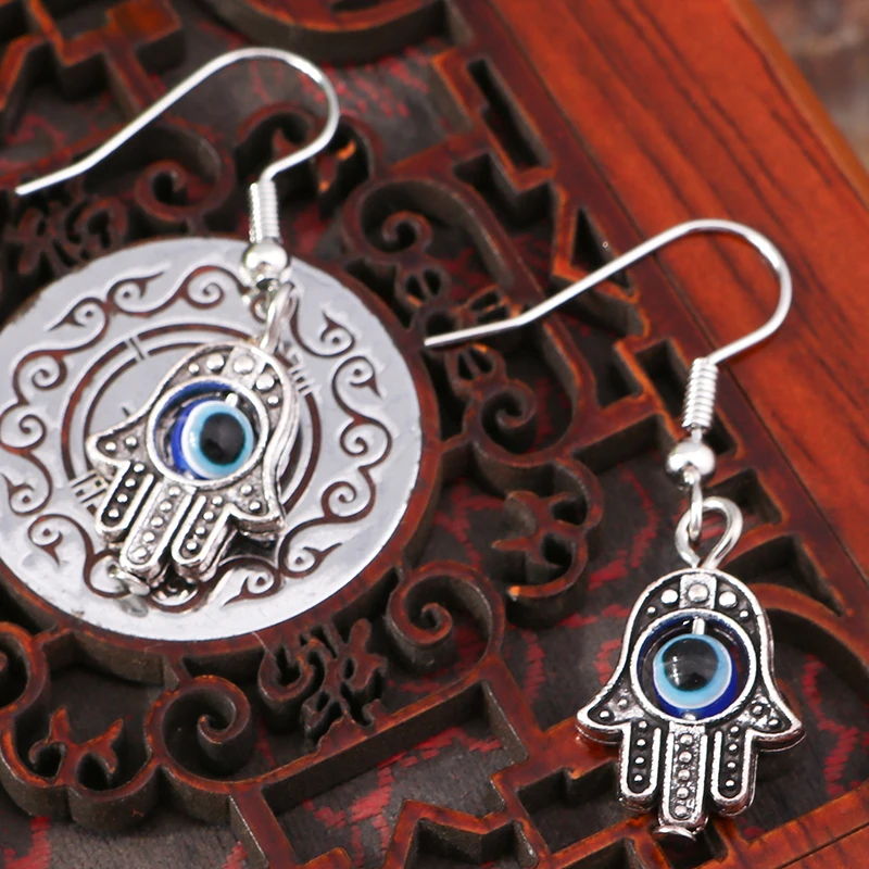 Bohemian Evil Eye Hamsa Hand-Tropfen-Ohrringe für Frauen, Mädchen, Party, Urlaub, Schmuck, Dekoration – Detail 5
