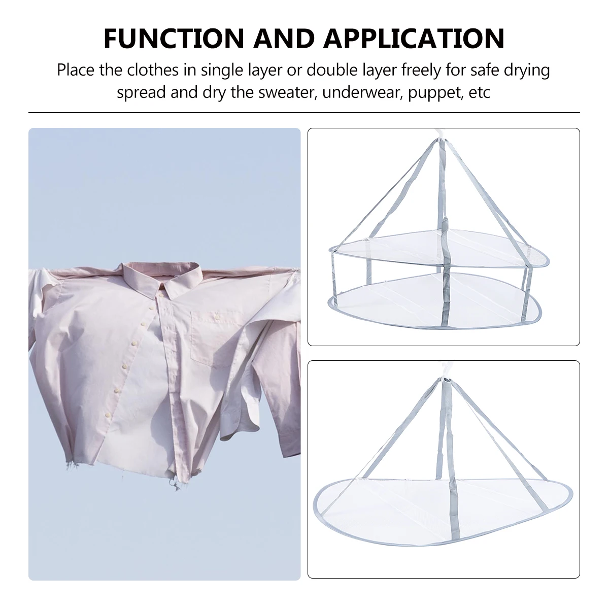 

3 Pcs Foldable Clothes Basket Drying Rack Tuck Net Sweater Hangers Baby Clothing