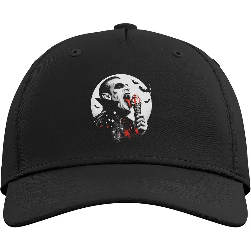 Vampire Eating Ice Cream - Creepy Dracula Halloween Lover Adjustable Baseball Hat