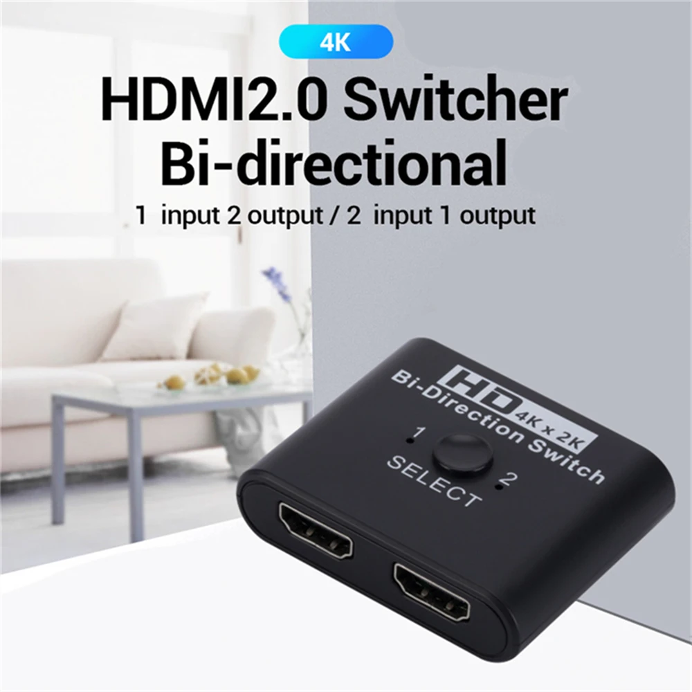 

2 in 1 Out HDMI Switch 1x2/2x1 HUB Adapter 2 Ports Bi-Direction HDMI-compatible Video Switcher High Speed 4K 60Hz HDMI Splitter