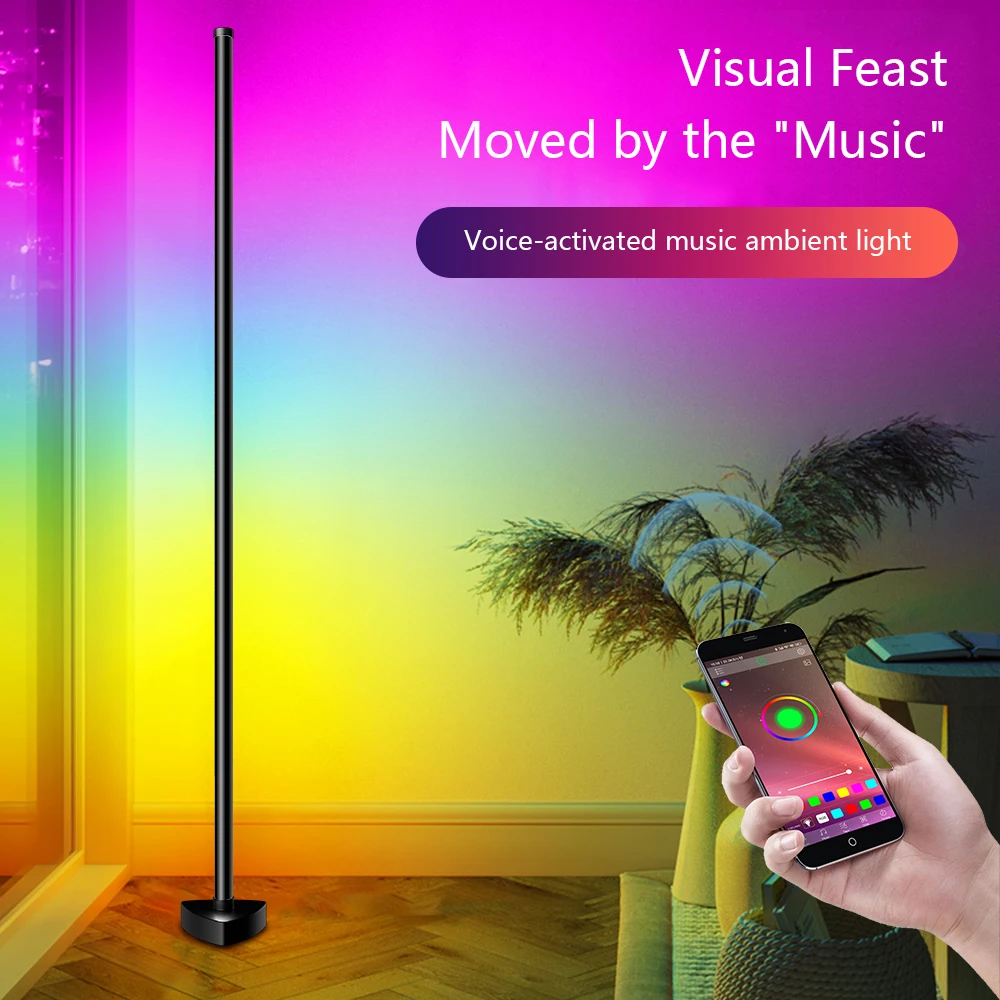 RGB140cm floor lamp dimmable intelligent APP controls bedroom Nordic home Christmas decoration living room lighting.