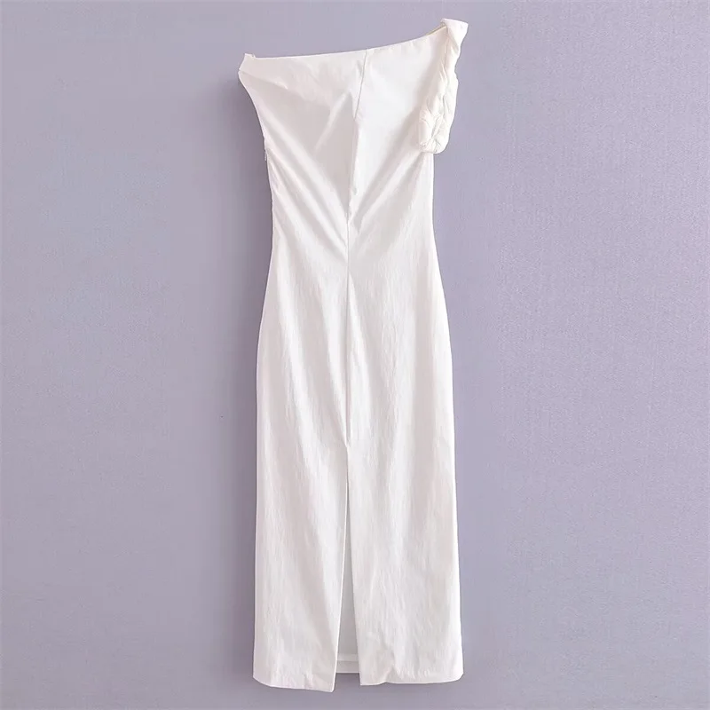 Nuevo vestido sencillo asimétrico con tirantes Midi para mujer