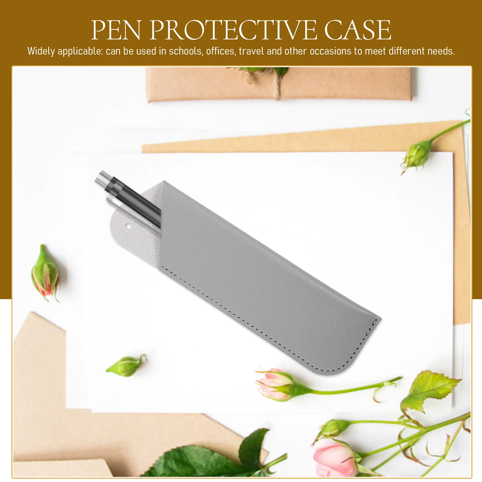 

6pcs Storage Pouch Holder Sleeve Scratch-Proof Durable Pu Pen Bags For School Office Gift Pouch For Pen