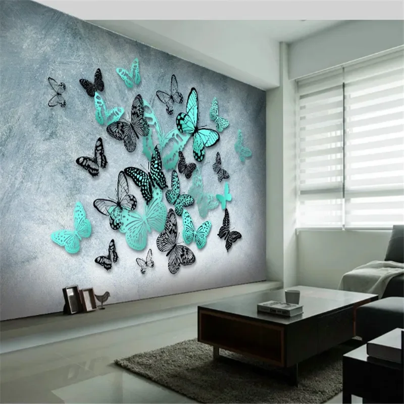 

Custom Hand-painted 3D Butterflies Nostalgic Background Photo Wallpaper Murals Living Room Bedroom Home Decor Wall Paper 3D