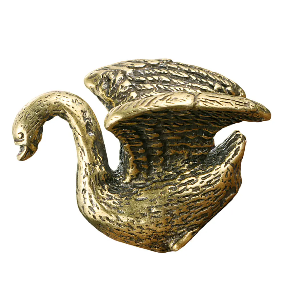

Creative Brass Swan Statue Compact Design Stable Base Golden Finish Animal Craft Decor for Desk Shelf Display Brass Swan Statue