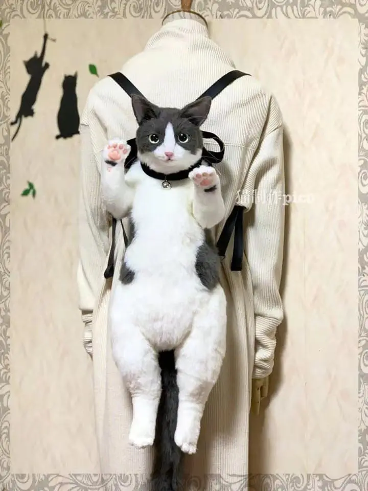 2025 Autumn/Winter New Simulated Animal Cat Backpack Japanese Style Backpack Large Capacity Plush Doll Fashion Backpack For Wome