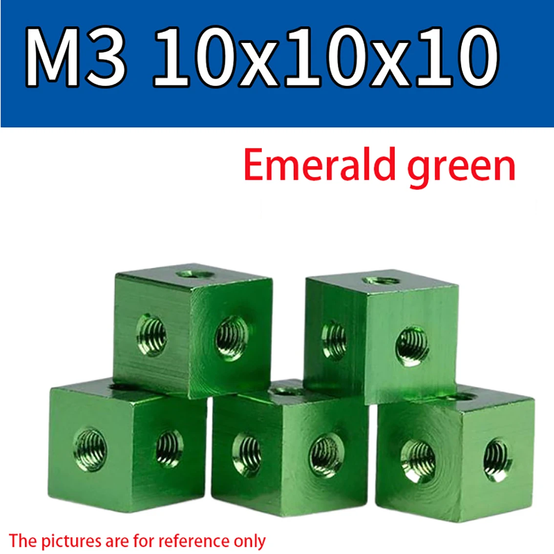 M3-M10 Aluminum Alloy 6-Side Nut Block Anodized Locking Connection Square Screw Holes Nut Bracket Fixing Thread Plate Block Cube