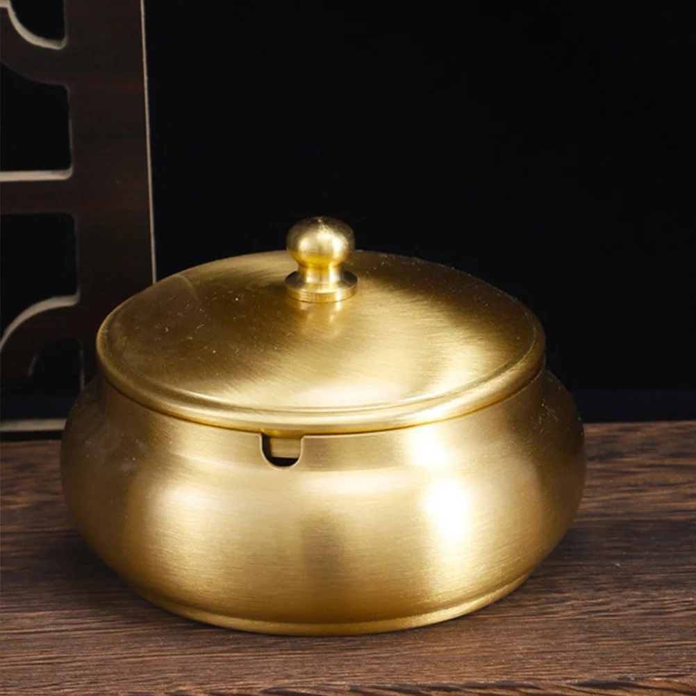 

Brass Ashtray Lid Elegant Home Decor Smokeless Cigarette Square Cover Storage Jar Dome Food Platter Travel Outdoor