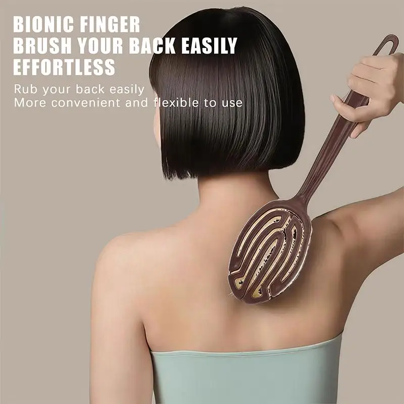 1Pcs Long Handle Body Massage Brush 2-in-1 Back Scrubber with Natural Coconut Bristles for Wet/Dry Bath Use